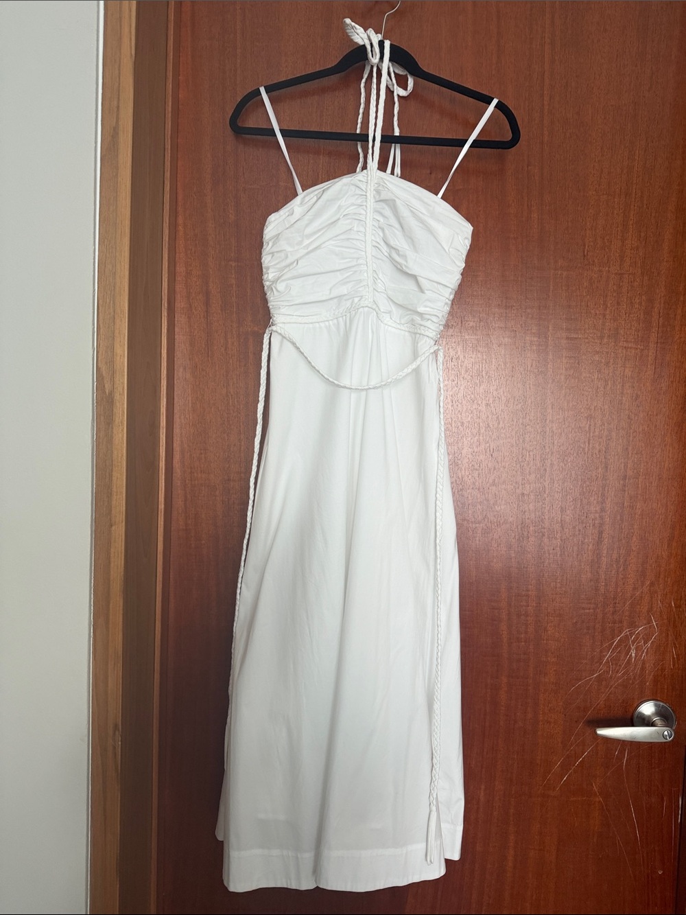 Veronica Beard White Ruched Bust Strapless Midi Dress